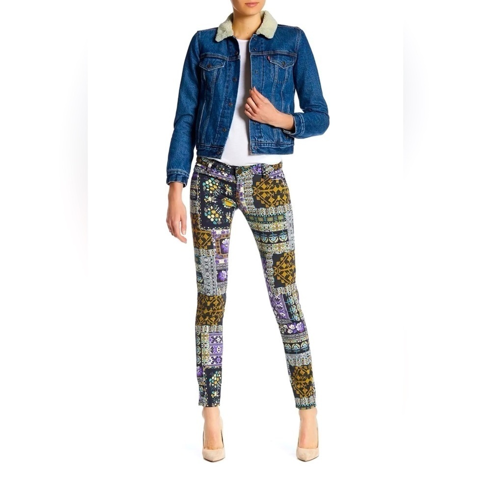 NWT ETIENNE MARCEL Floral Print Skinny Jeans Multi Patch 25